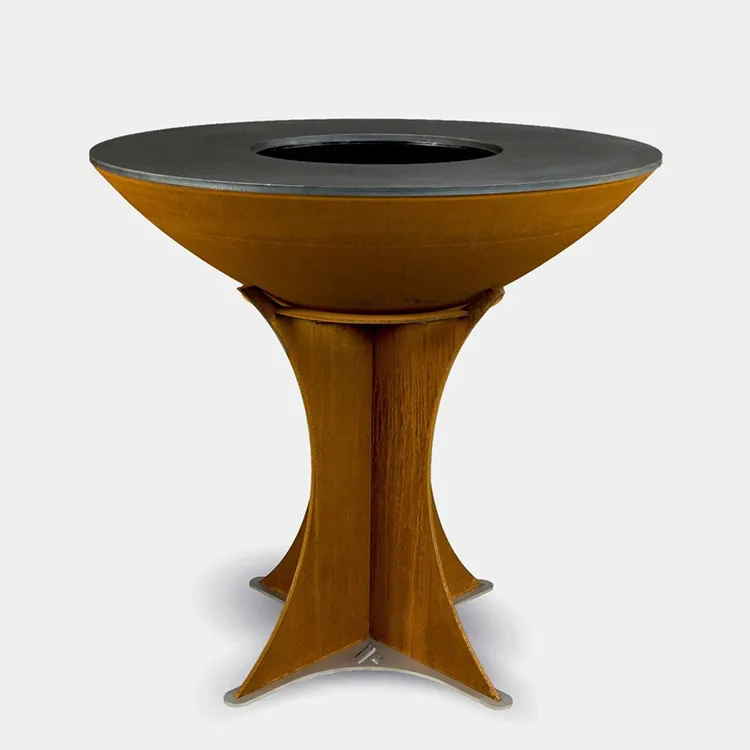 কর্টেন স্টিল আউটডোর কাঠ BBQ গ্রিল