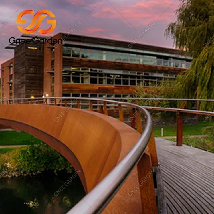 কর্টেন স্টিলের শক্তিশালী মেটাল গার্ডেন ব্রিজ