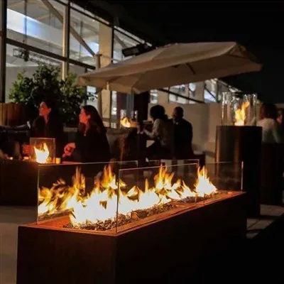 আউটডোর ধোঁয়াবিহীন কর্টেন স্টিল গ্যাস ফায়ার পিট টেবিল