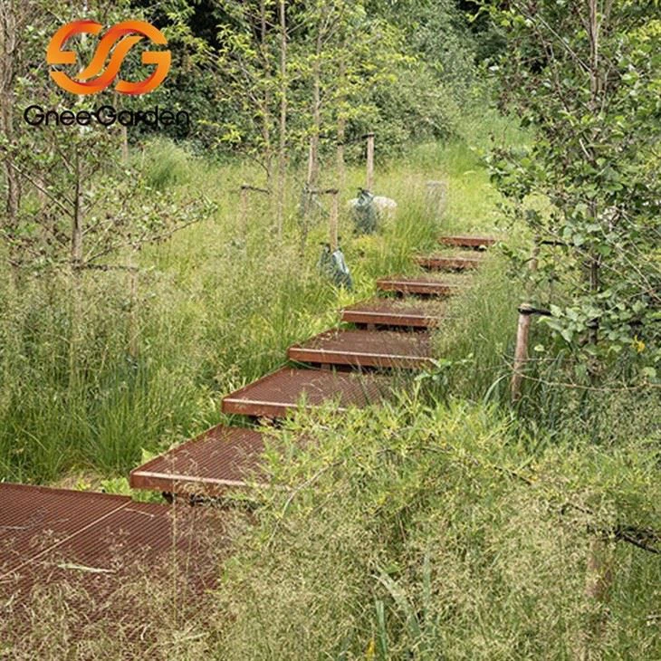 Corten Raised Rusty Stairs